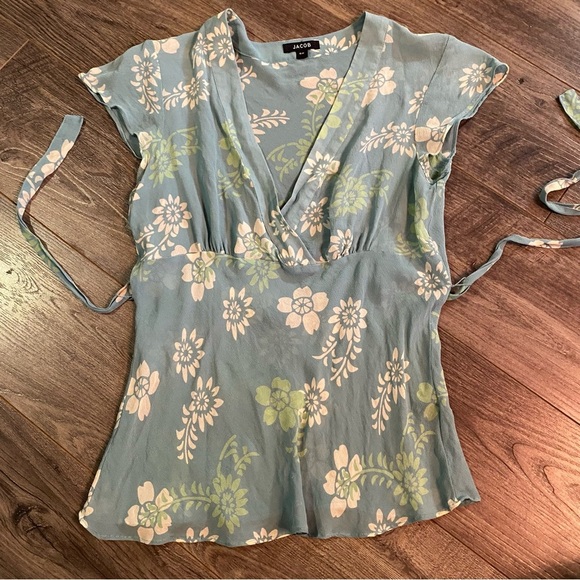 Vintage Jacob blouse 100% Silk faux wrap style - Picture 3 of 9